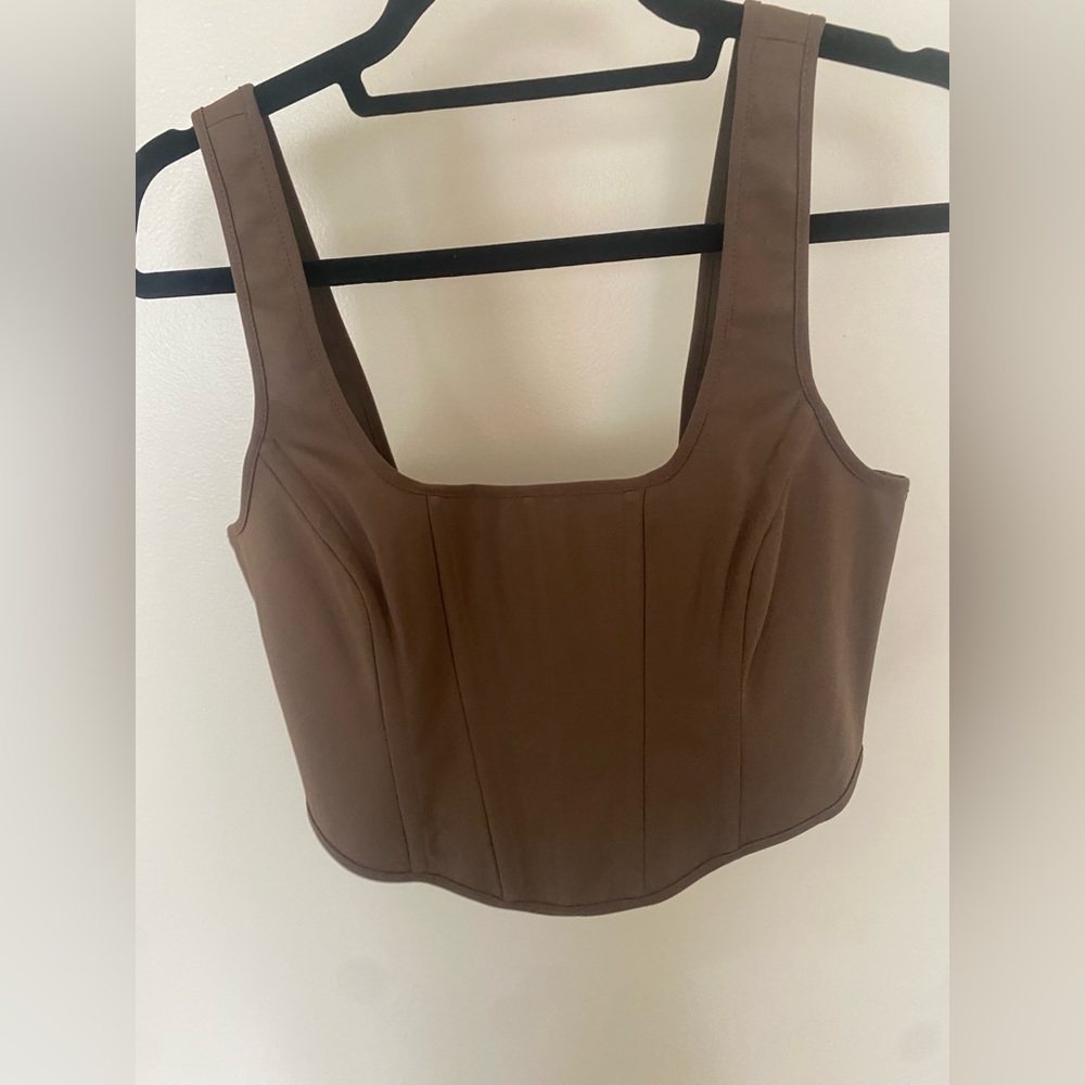Banana Republic Corset Top in Mushroom Taupe